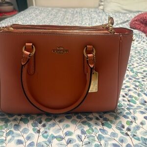 Authentic Coach Peach Leather Satchel – Crossbody + Top Handle – Like New